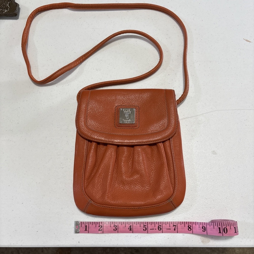Tignanello Women's Leather Crossbody Purse Burnt Orange Color Shoulder Bag Small